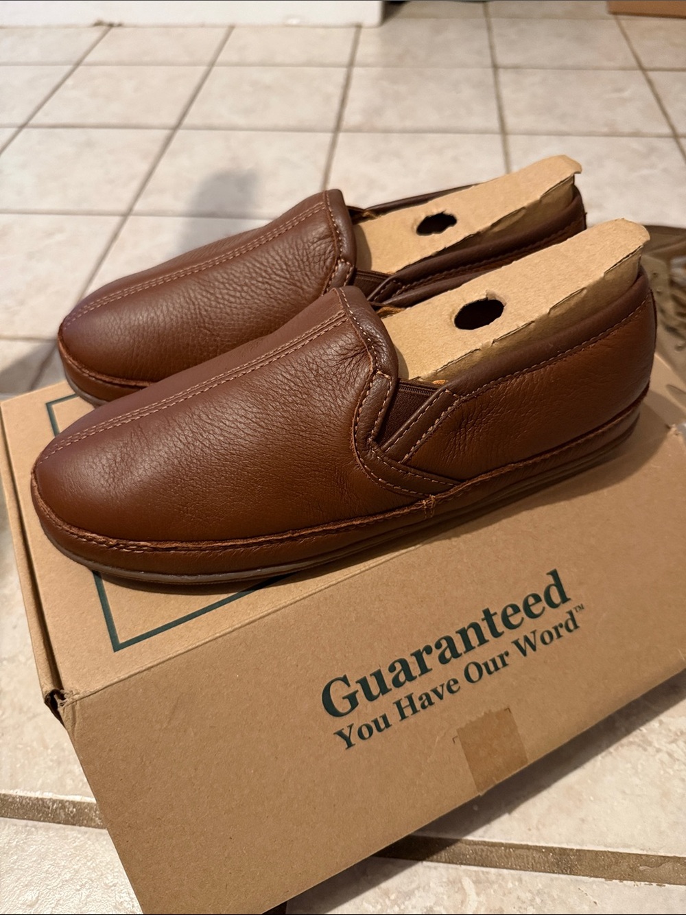 L.L. Bean Chestnut Brown Leather Slip-On Loafers